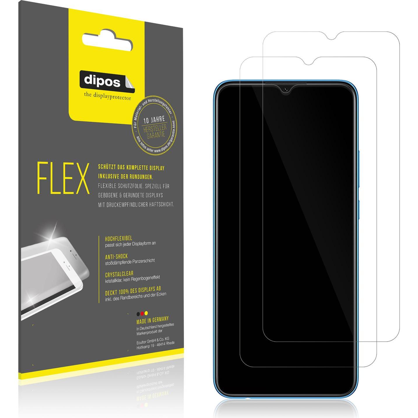 Dipos Displayschutzfolie Full-Cover 3D (2 Stück, Oppo A16K), Smartphone Schutzfolie, Transparent