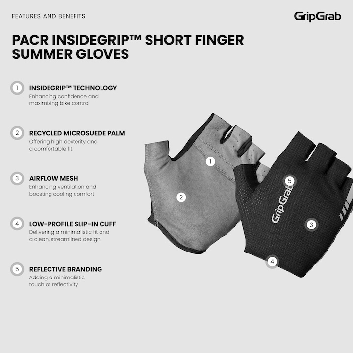 Produktbild GripGrab PACR InsideGrip™ Short Finger Summer Gloves (M)