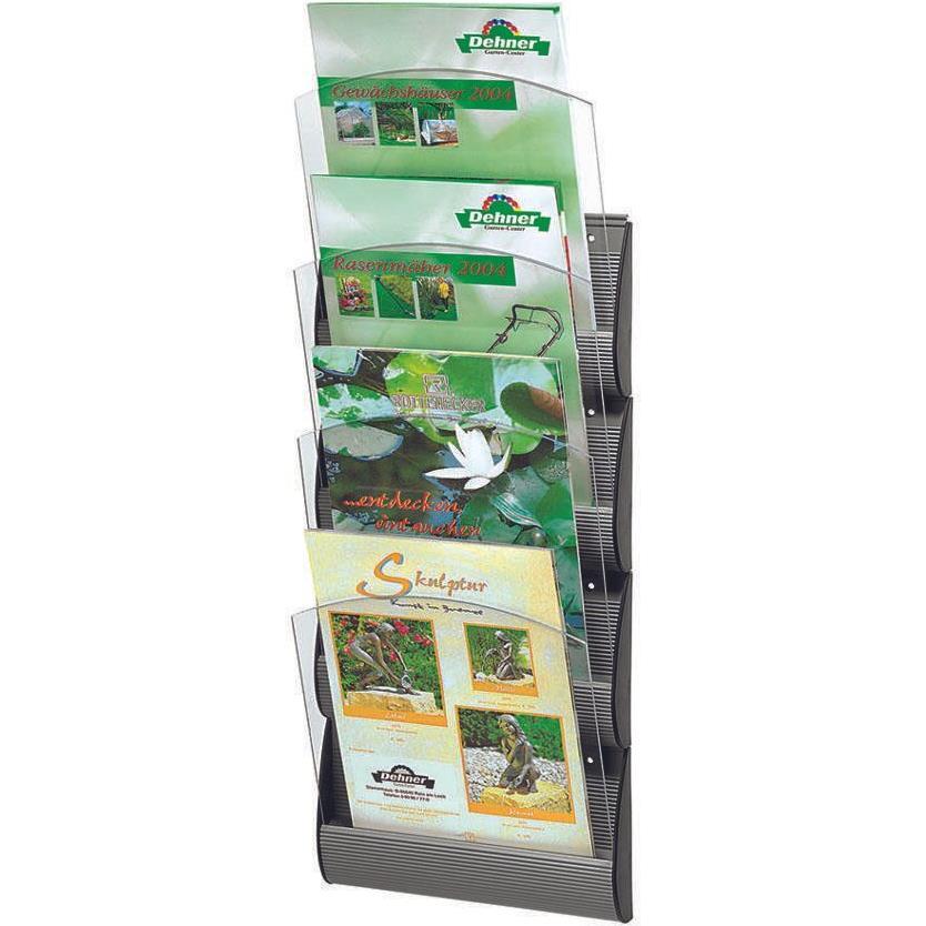 Paperflow, Prospektständer, Wandprospekthalter Integral silber DIN A4 4 Fächer (A4)