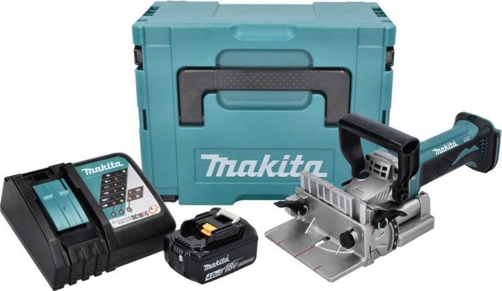 Immagine prodotto Makita DPJ 180 RM1J Fresa per scanalature a batteria 18 V 100 mm + 1x batteria 4,0 Ah + caricatore + Makpac