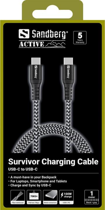 Produktbild Sandberg Survivor USB-C- USB-C Cable (1 m, USB 2.0)