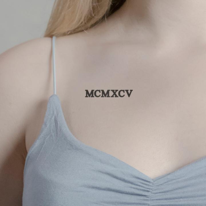 Actual product image minink Temporary tattoo - Roman numeral MCMXCV (1995)