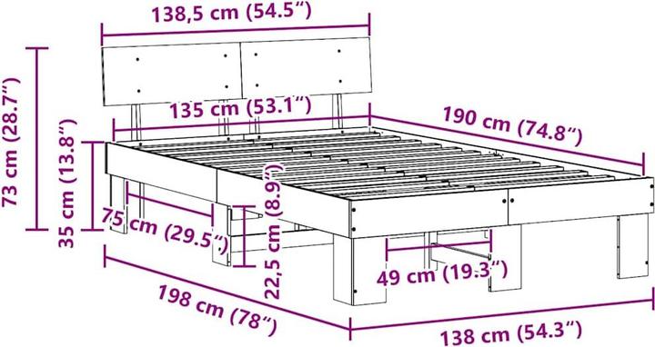Image du produit vidaXL Moderner Bettrahmen (135 x 190 cm)