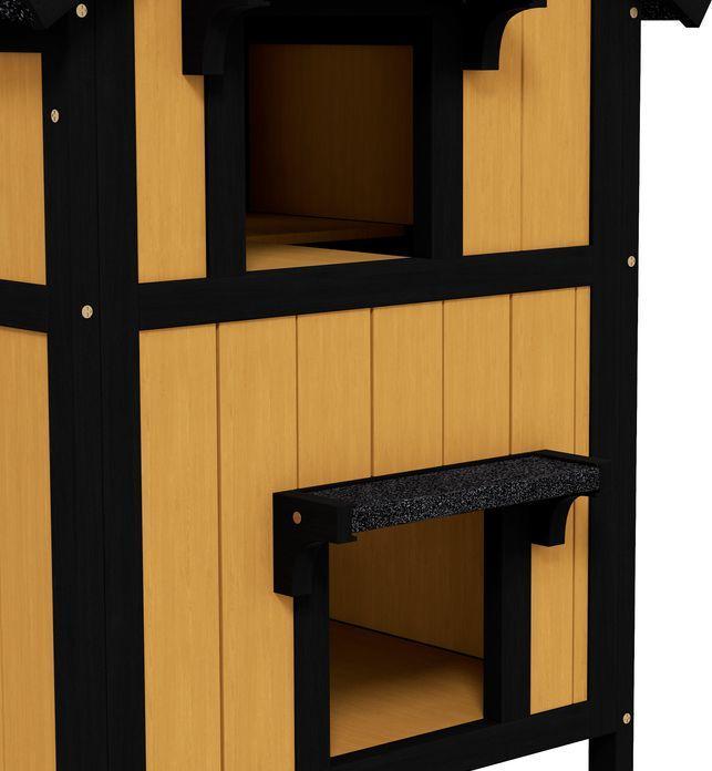 Produktbild Swisshandel24 Katzenhaus Holz, 2 Etagen, Winterfest, Gelb, 96x65x85,5 cm (Katze)