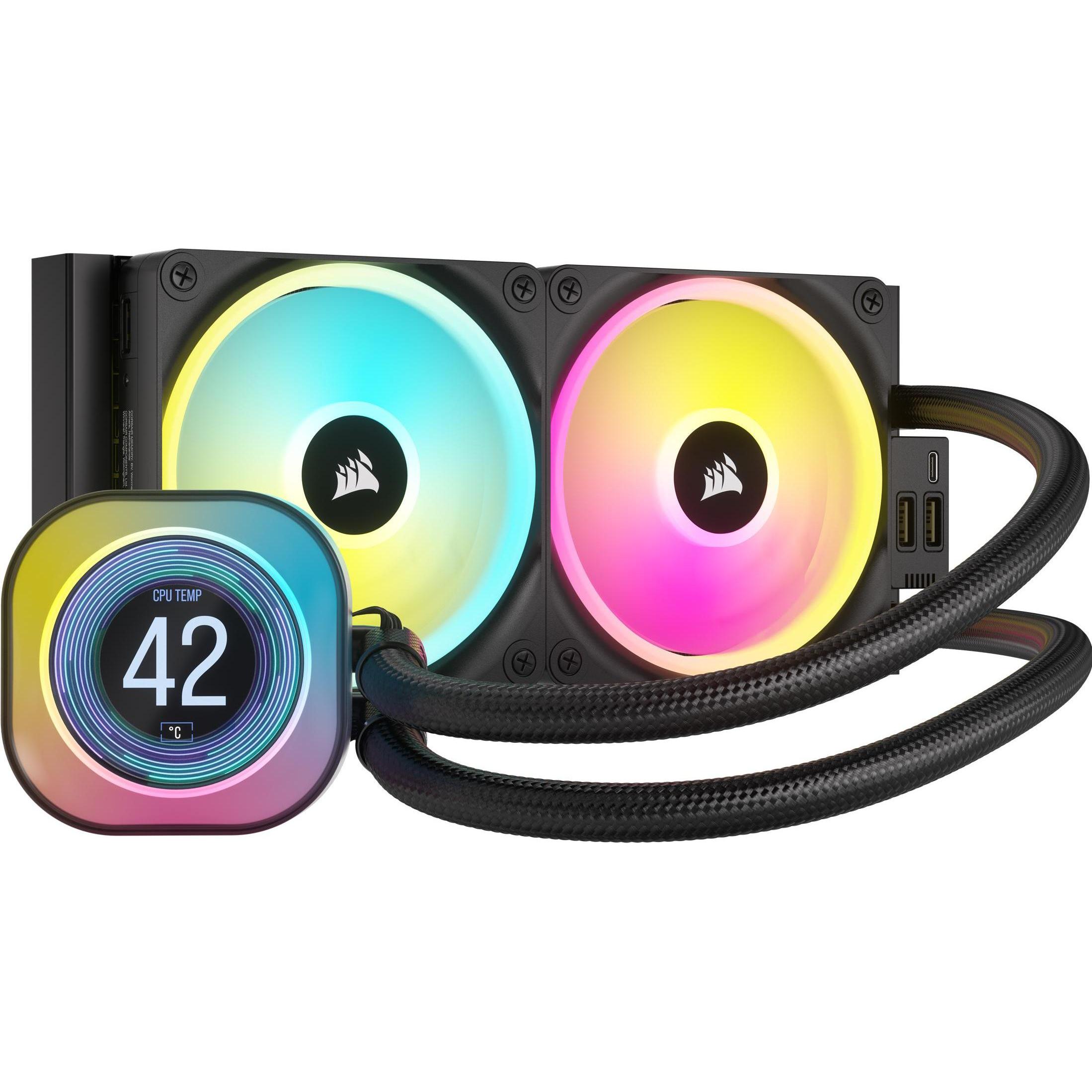 Corsair iCUE Link H100i LCD, CPU Wasserkühler, Schwarz