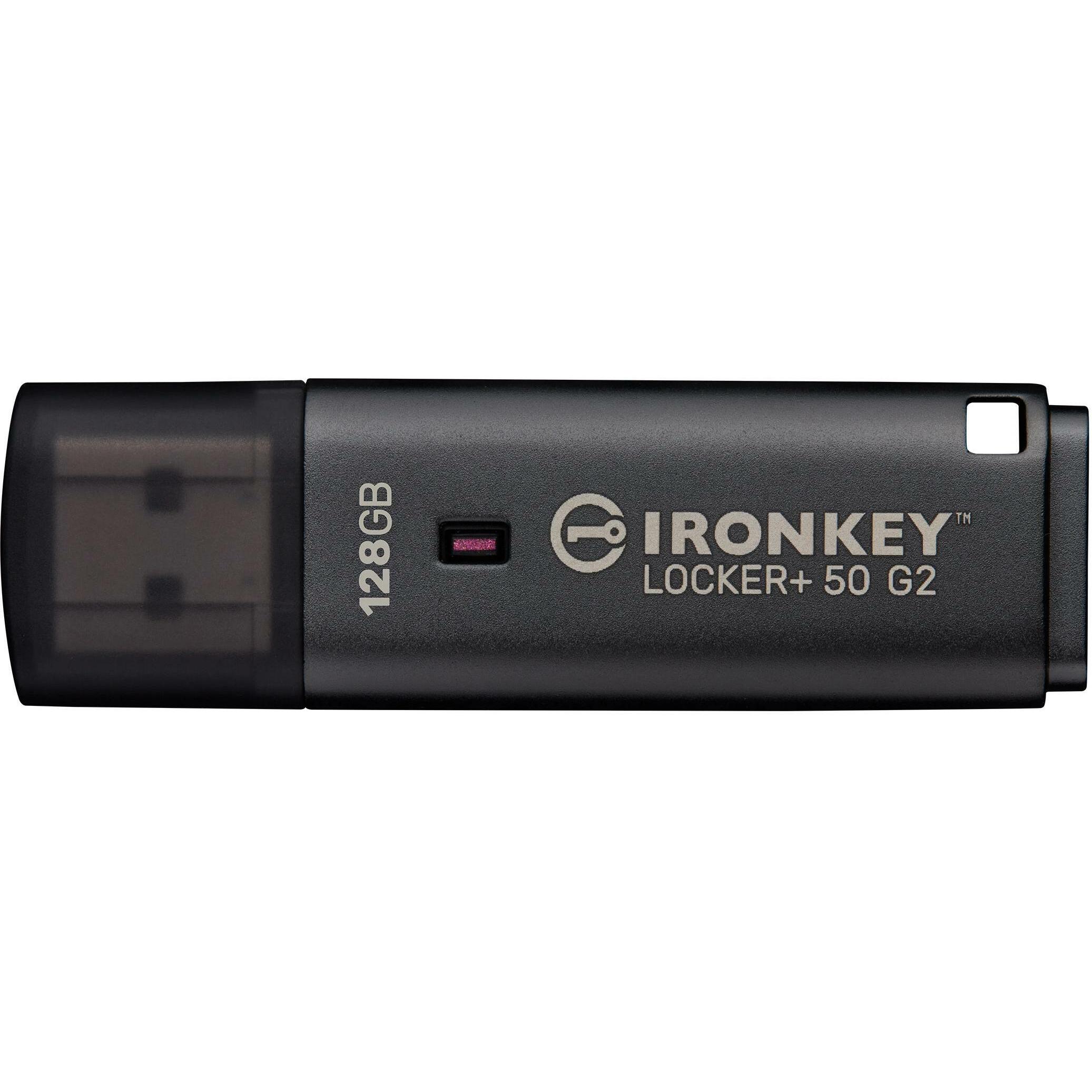 Kingston IronKey Locker+ 50 G2/128GB/USB 3.2 Gen 1 (5Gb/s)/USB-A/Černá (128 GB, USB-A), Chiavetta USB, Nero
