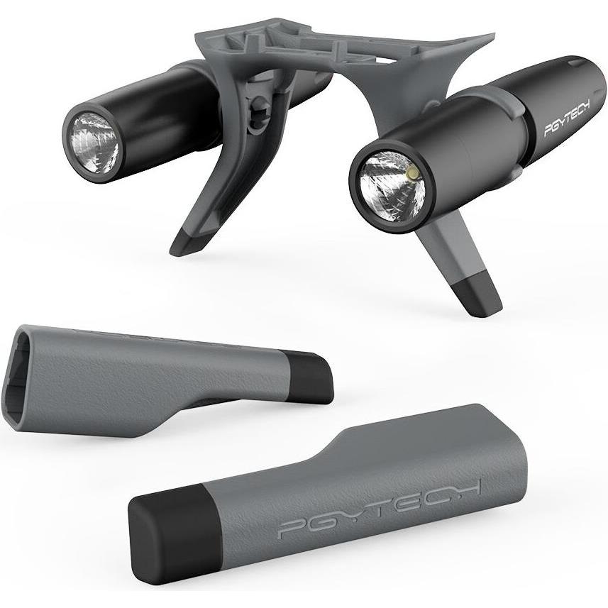 Pgytech Landegestell Erweiterung und Dual LED Scheinwerfer (Drohnen Landegestell, DJI Mavic Pro), Drohne Zubehör, Grau