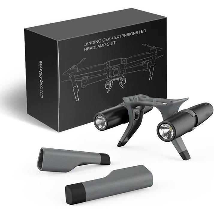 Thumbnail - Pgytech Landegestell Erweiterung und Dual LED Scheinwerfer (Drohnen Landegestell, DJI Mavic Pro), Drohne Zubehör, Grau