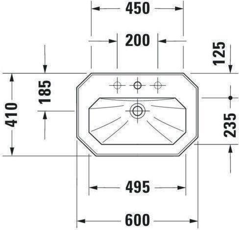 Produktbild Duravit Waschtisch 1930 m ÜL HLB 1 Hahnloch 600x410mm weiss WG (41 cm, 60 cm)
