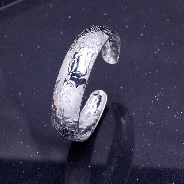 Immagine prodotto Hermex LUSSO Bracciale Bangle Placcato Platino Charms Zirconia - Platino (6 cm, Lega di rame-nichel)