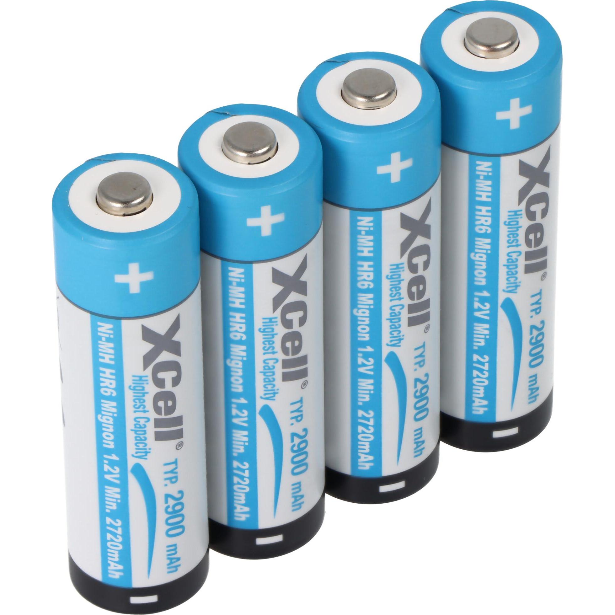 XCell 4er-Set Akkus Typ AA (Mignon), Ni-MH, 1,2V / 2700mAh (4 pz., AA / LR6 / LR06 / Mignon / R6 / R14505, 2700 mAh), Batterie + pile