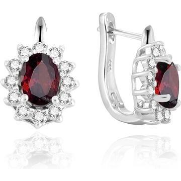 Beneto, Ohrringe, Exclusive - Silver earrings with garnets GRAAGUP2720