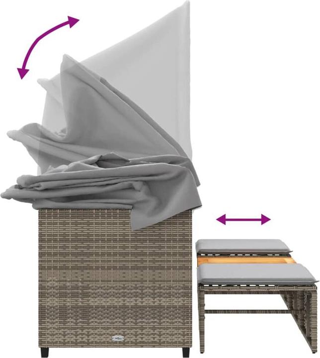 Produktbild vidaXL Outdoor-Sofa 3-Sitzer mit Dach und Hockern