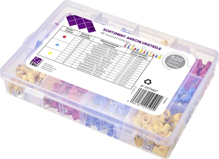 Actual product image Tru Components TC-11894508 Crimp connector range 0.5mm² 6.0mm² Red, Blue, Yellow 520pcs.