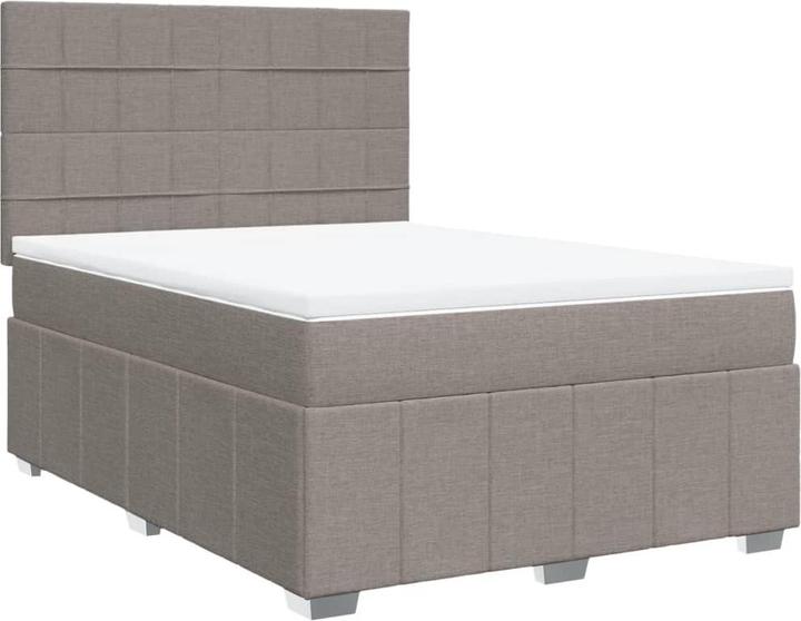 Actual product image vidaXL Boxspringbett Doppelbett Polsterbett Bett Matratze Taupe 140x190cm Stoff (140 x 190 cm)