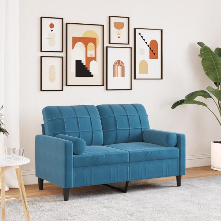 Immagine prodotto vidaXL Divano 2 posti divano imbottito divano lounge con cuscini decorativi velluto blu (2 posti)