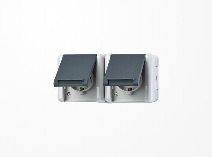 Actual product image JUNG Switch program 2gang surface mount housing socket outlet
