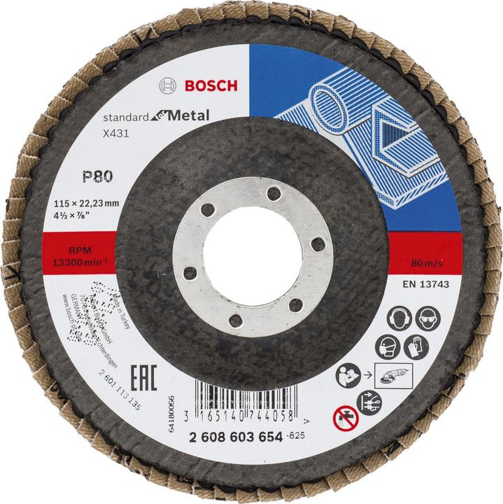 Produktbild Bosch Professional Zubehör Fächerschleifscheibe X431 Standard for Metal, gewinkelt, 115 mm, 22,23 mm, 80 (80)