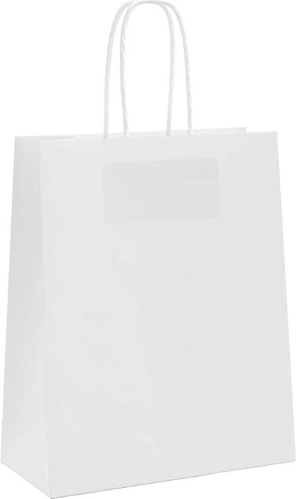 Produktbild vidaXL Kraftpapiertüten 250 Stk. mit Henkel Weiss 18x8x22 cm Papiertüte (Geschenktüte, 250 x)