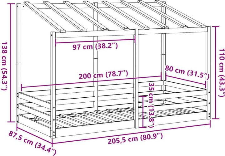 Produktbild vidaXL Kinderbett (80 x 200 cm)