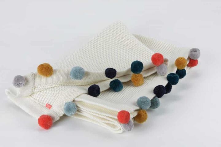 Immagine prodotto Kikadu Coperta Pompom Lama (100 x 80 cm)