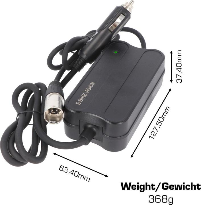 Actual product image E-Bike-Vision 12V Car Charger SET for Bosch Active, Performance 36V (E-bike charger)