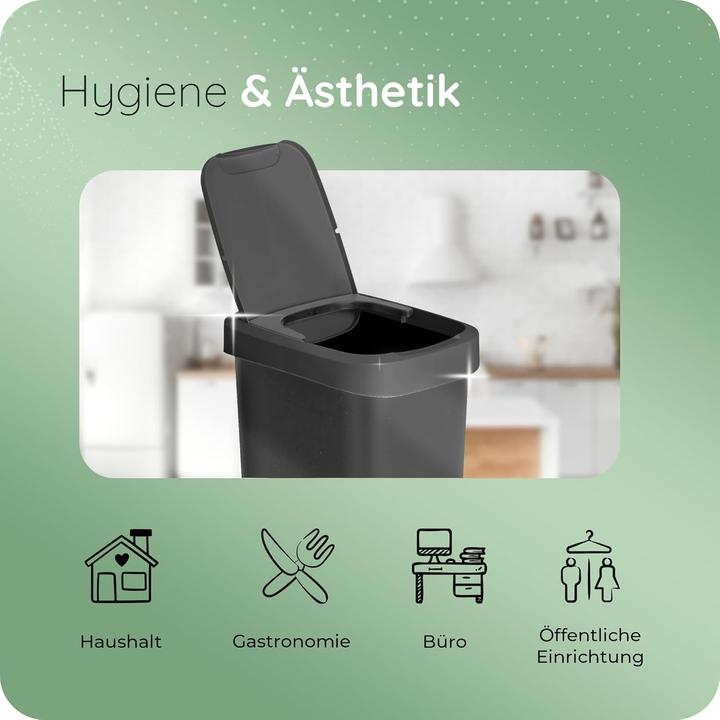 Produktbild Novaliv Abfalleimer-Set 10L + 25L, Mülleimer mit 2in1 Deckel, Klappdeckel & Schwingdeckel, Anti-Geru (10 l)