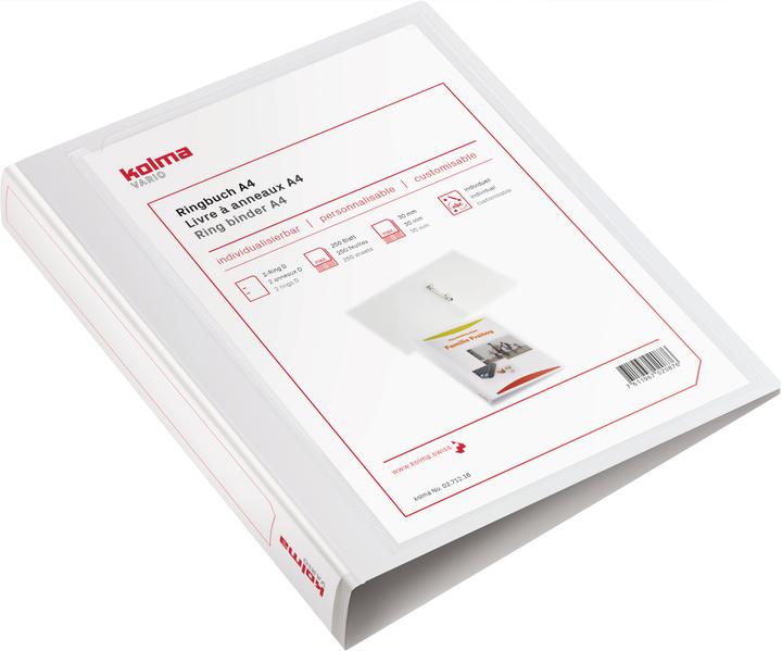 Produktbild Kolma Ringbuch Vario light A4 2 Ringe Füllhöhe 3 cm weiss (A4, 39 mm, 1 Stk.)