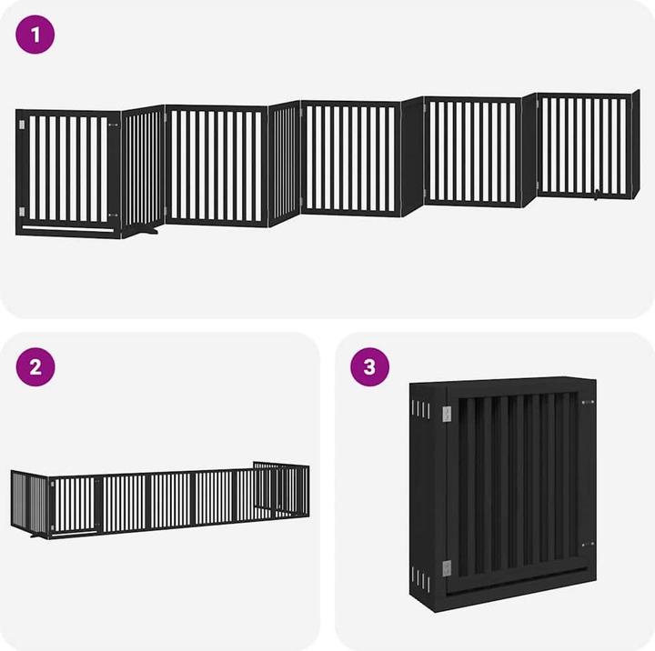 Produktbild vidaXL Hundetor mit Tür Faltbar Absperrgitter Hunde Schutzgitter 10-tlg. Holz (80 cm)