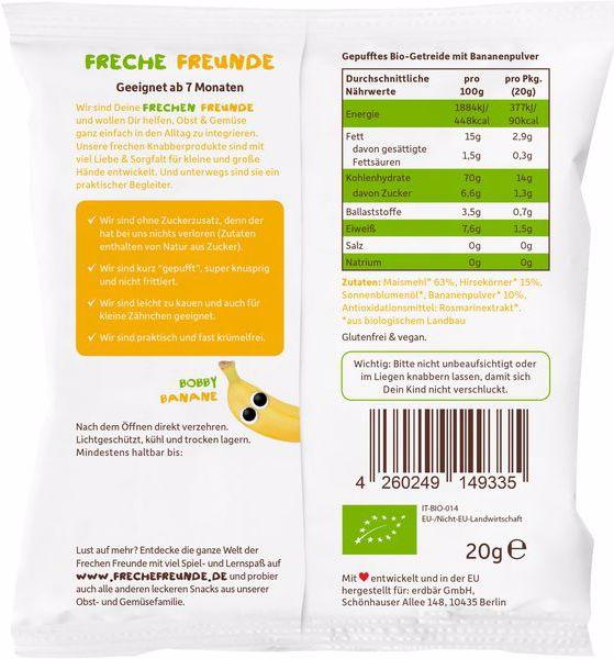 Valori nutrizionali e ingredienti Freche Freunde Anelli croccanti (20 g)