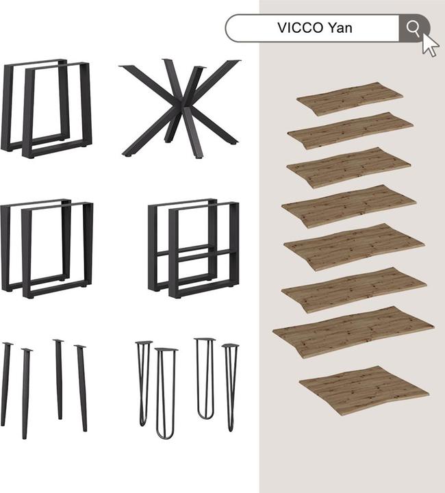 Actual product image Vicco Coffee table Yan, Artisan, 120 x 60 cm (120 x 60 x 40 cm)