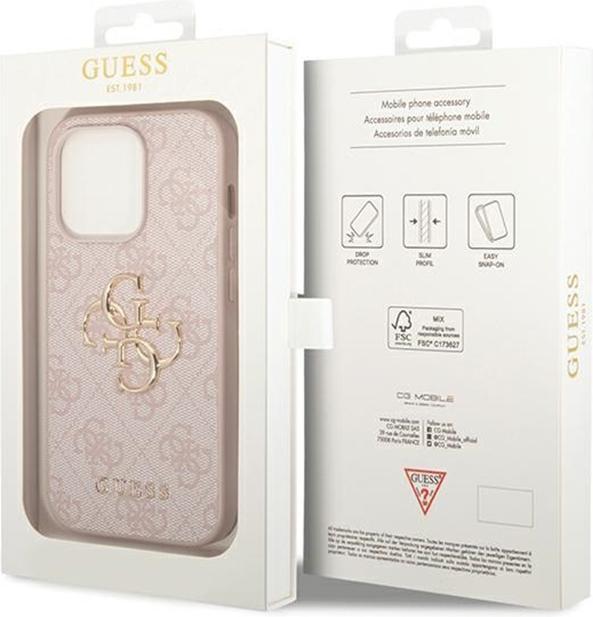 Actual product image Guess GUHCP15X4GMGPI iPhone 15 Pro Max 6.7" różowy/pink hardcase 4G Big Metal Logo (Apple iPhone 15 Pro Max)