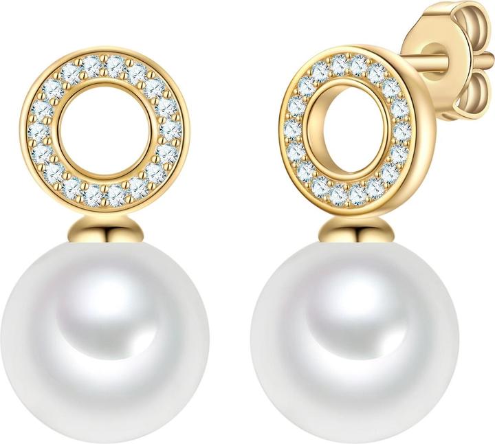 Actual product image Rafaela Donata Ohrstecker Sterling Silber gelbgold Muschelkernperle weiss Zirkonia weiss - 38606 (Sterling Silver)
