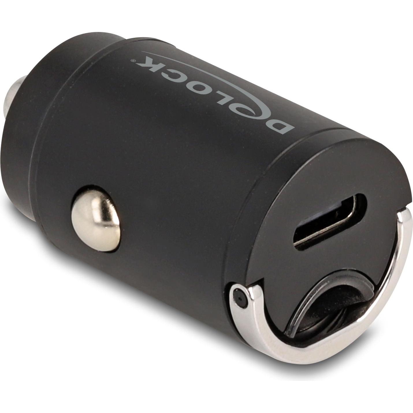Delock Mini Kfz Ladeadapter USB Type-C PD 3.0 mit 30 W, Auto Adapter, Schwarz