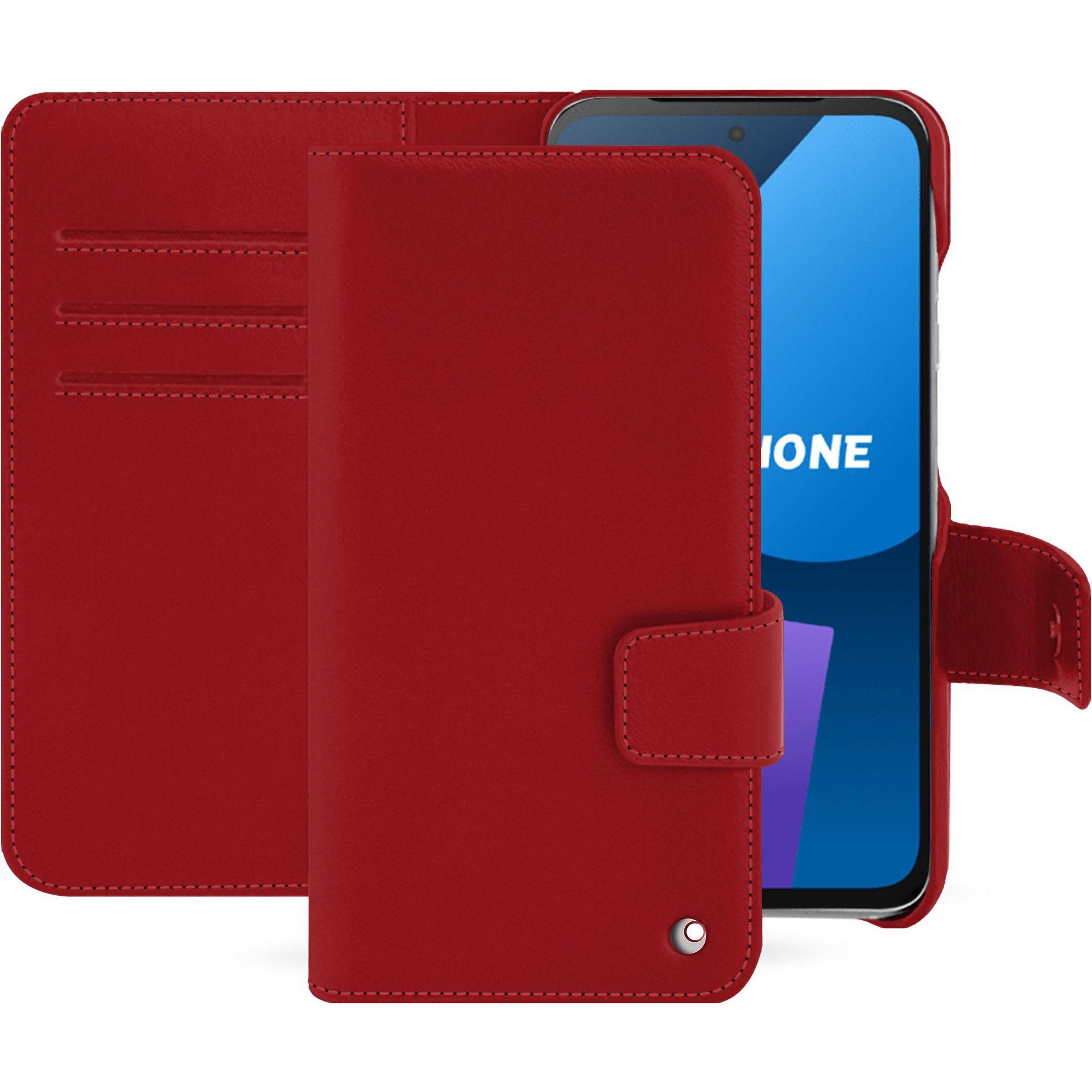 Noreve Lederschutzhülle Fairphone 5 (Fairphone 5), Smartphone Hülle, Rot