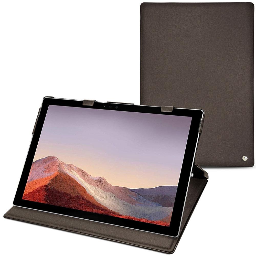 Noreve Lederschutzhülle vertikal (Microsoft Surface Pro 7), Tablet Hülle, Grau