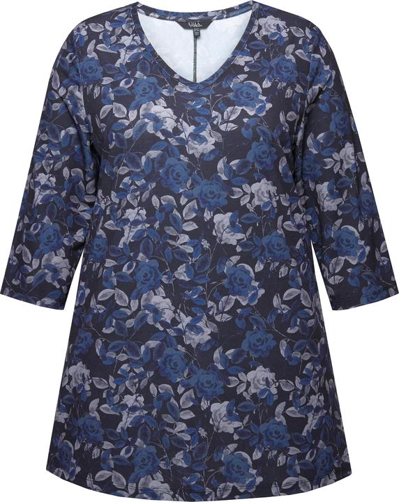 Produktbild Ulla Popken Longshirt, A-Linie, Allovermuster, V-Ausschnitt (58)