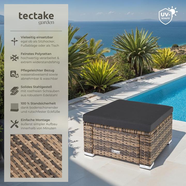 Produktbild tectake Rattan Sitzhocker