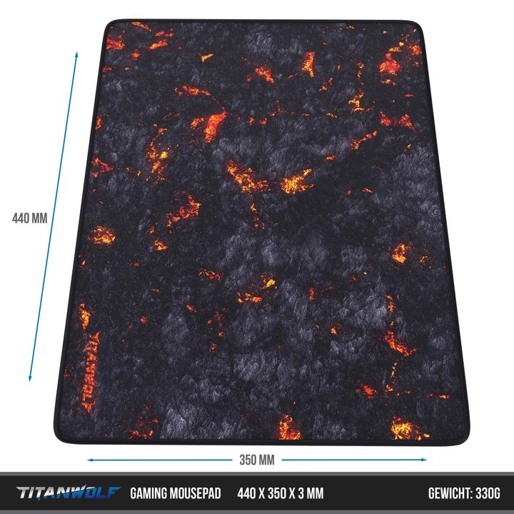 Immagine prodotto Titanwolf Tappetino per mouse da gioco XL, 440 x 350 mm con superficie in tessuto, retro gommato, motivo Lava (XL)