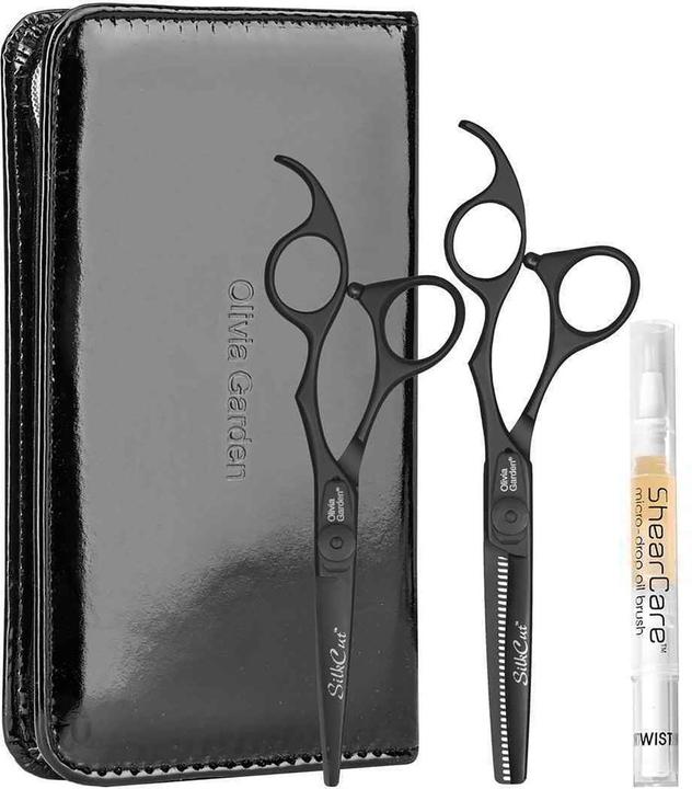 Produktbild Olivia Garden SilkCut 2er-Set Matt Black 5,75'+ Effilierschere EUR (14.61 cm)