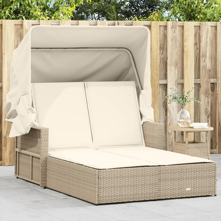 Actual product image VidaXL Double sun lounger with roof and cushions (114 cm)