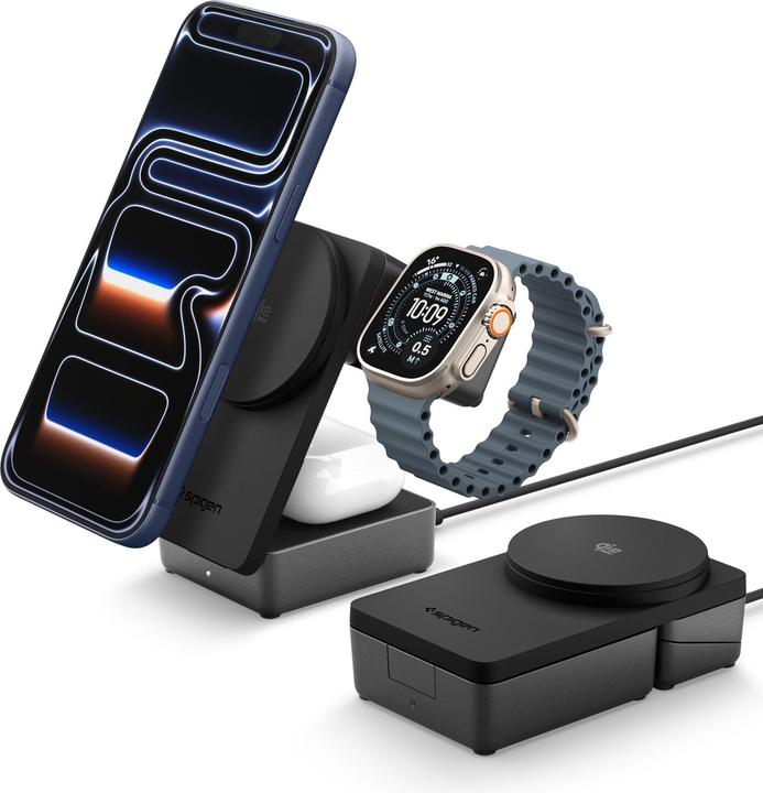 Image du produit Spigen Ładowarka indukcyjna Essential EF323MQ 3w1 25W Qi2.2 MagSafe czarny (25 W)