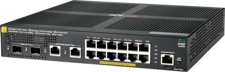 Produktbild HPE Aruba 2930F 12G PoE+ 2G/2SFP+ Switch (12 Ports)