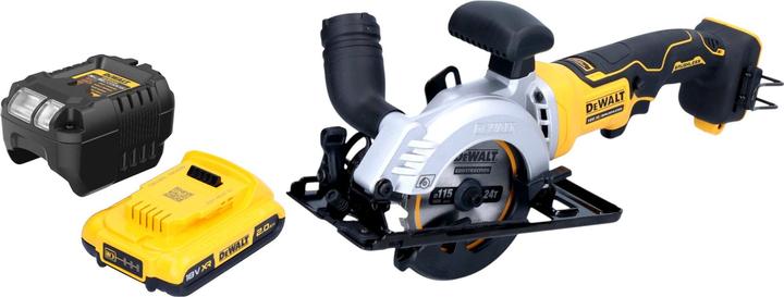 Actual product image DeWalt DCS 571 D1 Akku Handkreissäge 18 V 115 mm Brushless + 1x Akku 2,0 Ah + Ladegerät