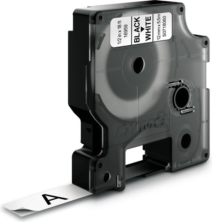 Dymo S0718060 Permanente Polyestertband (1.20 cm, Weiss, Schwarz)