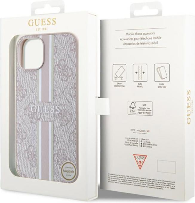 Produktbild Guess GUHMP14MP4RPSP iPhone 14 Plus 6,7" różowy/pink hardcase 4G Printed Stripes MagSafe (Apple iPhone 14 Plus)