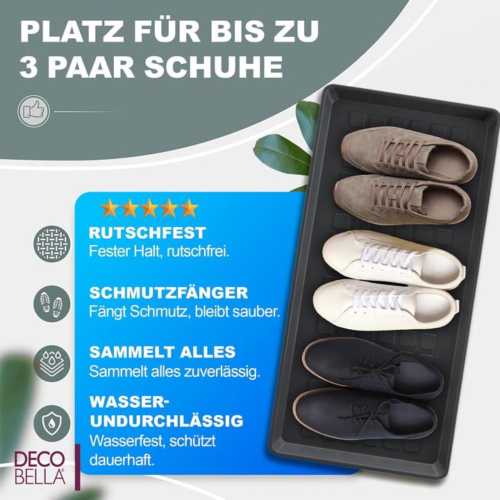 Actual product image DecoBella 3 Stück Schuhabtropfschale | Schuhtablett Grau | 70x35x3 cm Schuhwanne (70 x 35 cm)