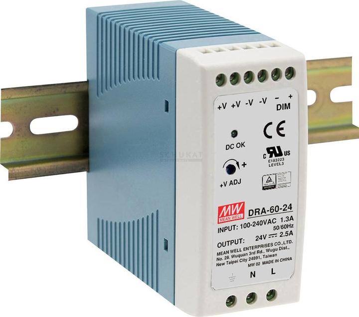 MeanWell Alimentation rail DIN 24 V/DC 2.5 A 60 W 1 x