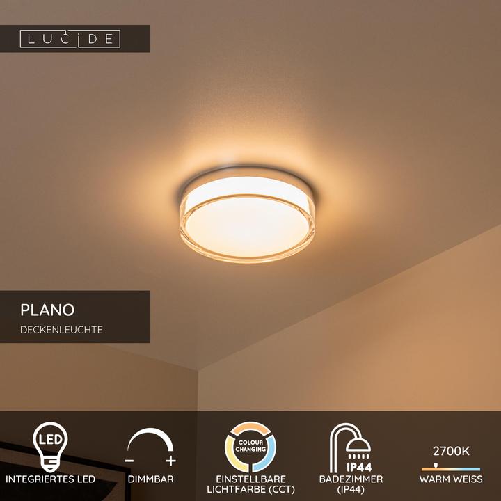 Immagine prodotto Lucide PLANO LED Deckenleuchte 11W dimmbar IP44 Steuerbare Lichtfarbe Modern Opal 78151/12/61