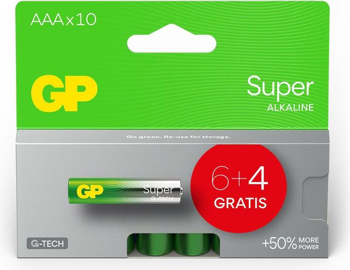 Actual product image GP Batteries 6+4 GP Super Alkaline 1.5V AAA Micro LR03 GPSUP24A997C10 (10 pcs., AAA)